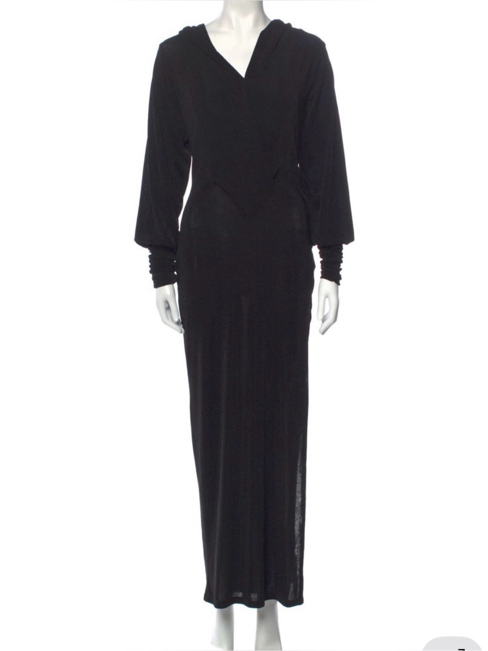 ROTATE Birger Christensen V neck- Black Long Sleeve Maxi Dress -
